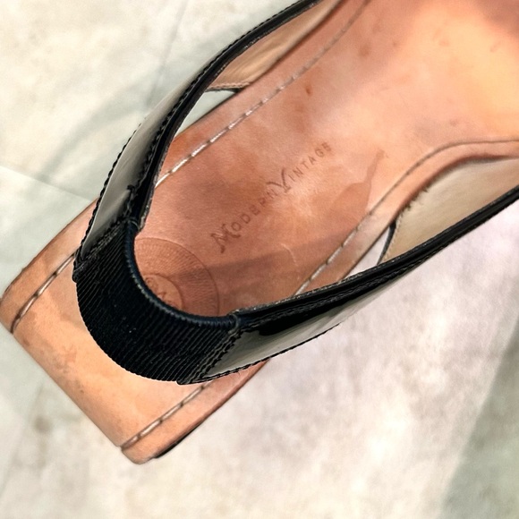 Modern Vintage Black Patent Leather Slingback Wedge | 40 - Picture 5 of 14